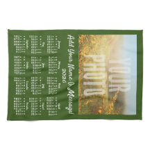 Your Photo Tea Towel Calendar Green