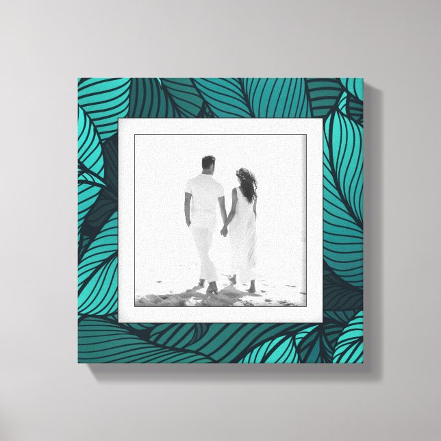 Your Photo Teal Leaves Canvas Print (Front)