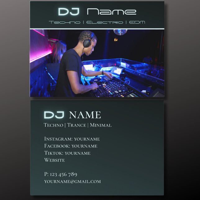 Your photo techno music DJ Business Card (Creator Uploaded)
