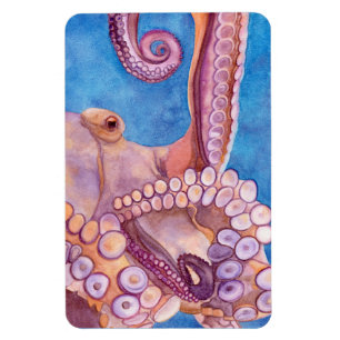 Your PHOTO TEMPLATE or Octupus Watercolor Frig Magnet