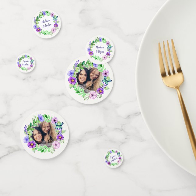 YOUR Photo & Text Flower Frame confetti (Group)
