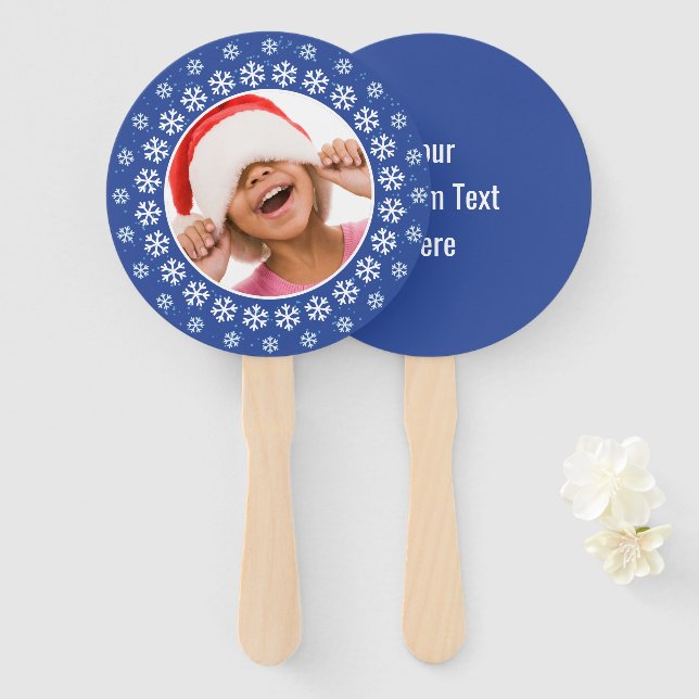 YOUR PHOTO & TEXT Snowflakes Frame fan set (Front and Back)