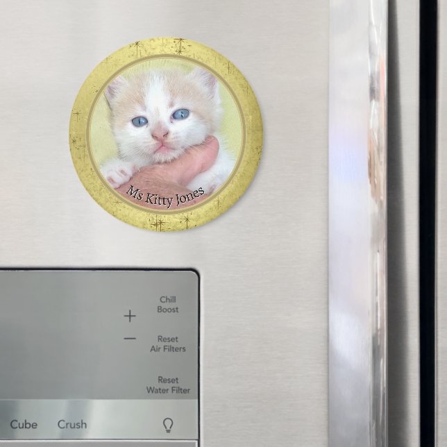 Your Photo/Text -Traditional Annual Gift - Golden  Magnet (In Situ (Fridge))