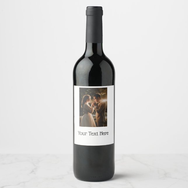 YOUR Photo & Text wine bottle label (Front)