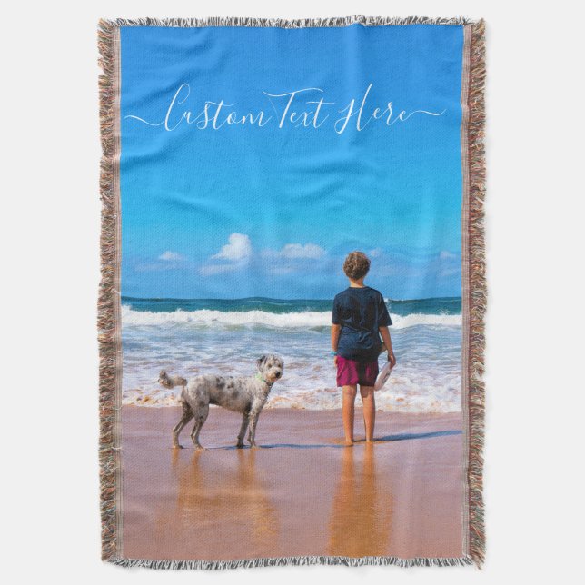 Your Photo Throw Blanket with Custom Text (Front Vertical)