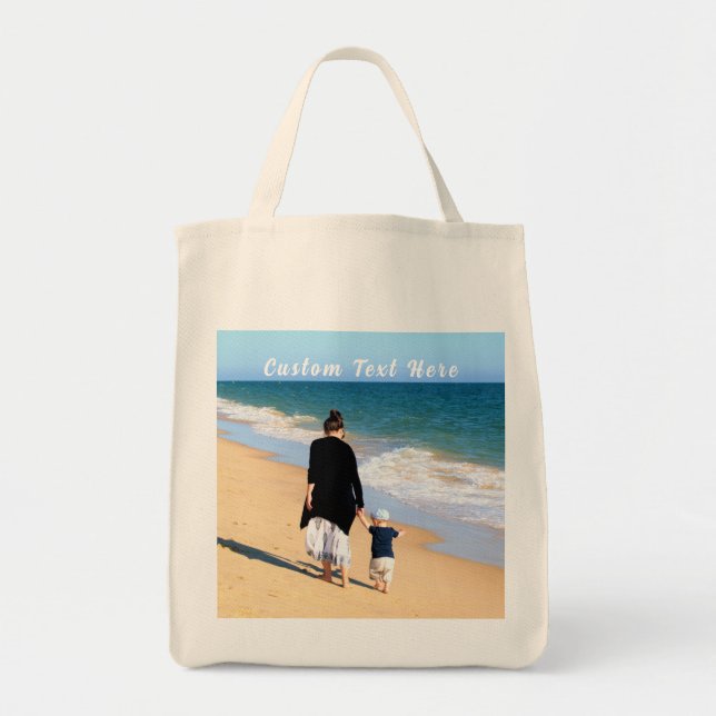 Your Photo Tote Bag with Custom Text (Front)