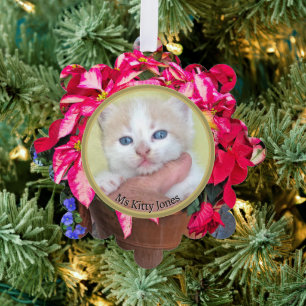 Your Photo -Traditional Annual Gift Poinsettia Tree Decoration Card