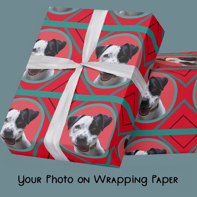 Your Photo Traditional Aztec Colours Blue-Turquois Wrapping Paper (Creator Uploaded)