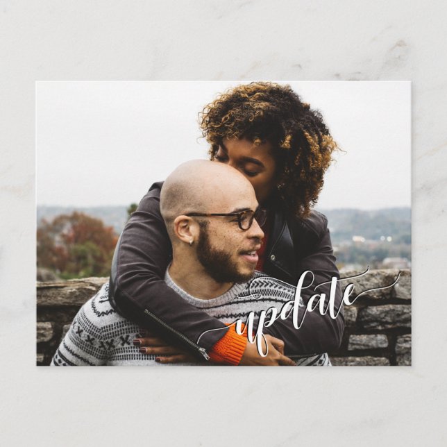 Your Photo + "Update" Text Postponed Wedding Postcard (Front)