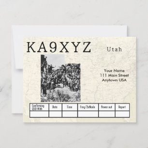 Your Photo Utah Shaped Cutout Custom QSL Postcard