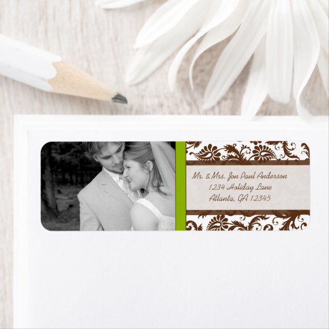 Your Photo Vintage Apple Green Brown Damask (Insitu)