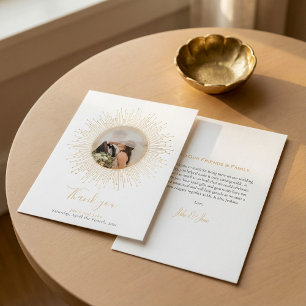 Your photo, vintage gold pretty frame wedding thank you card