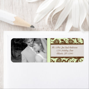 Your Photo Vintage Light Apple Green Brown Damask