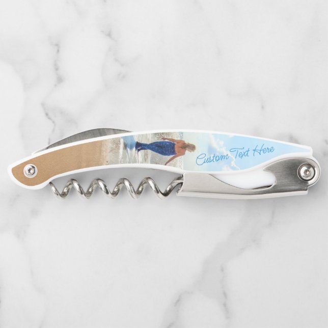 Your Photo Waiter's Corkscrew with Custom Text (Back)