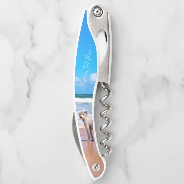 Your Photo Waiter's Corkscrew with Custom Text (Back)