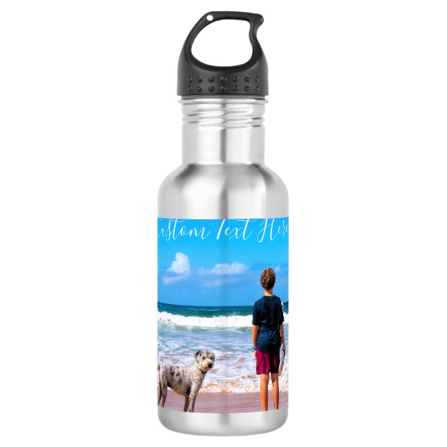 Your Photo Water Bottle with Custom Text (Front)