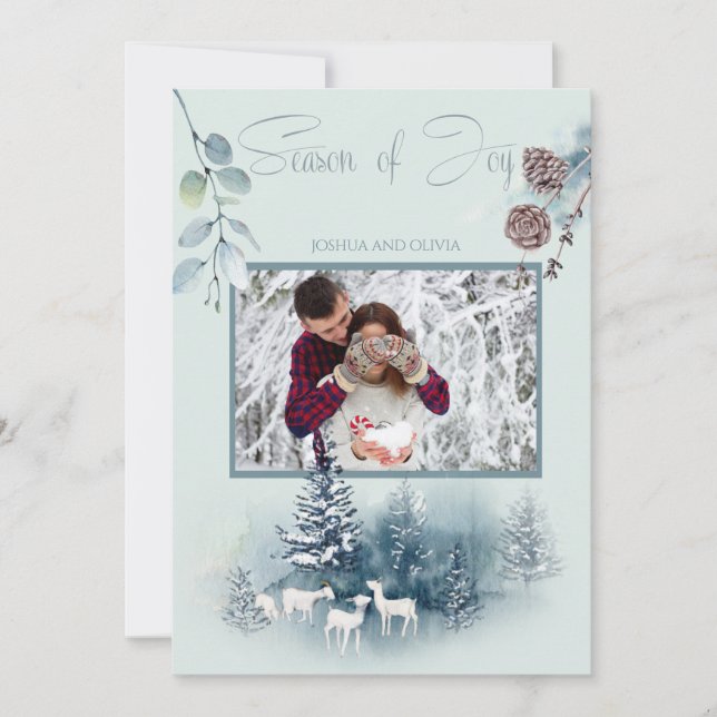 Your Photo Watercolor Woodland Goats Invitation (Front)