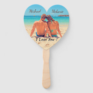 Your Photo Wedding Hand Fans Custom Name Text
