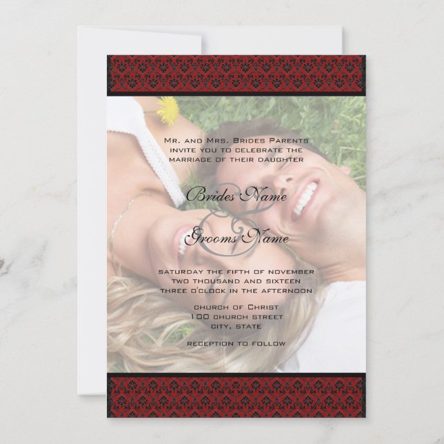 Your Photo Wedding Invite- I marry my Friend-Red Invitation (Back)