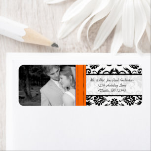 Your Photo Wedding Orange Crush  Vintage Damask