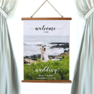 Your Photo Wedding Seating Chart and Welcome Sign  Hanging Tapestry