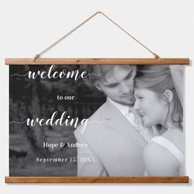 Your Photo Wedding Seating Chart and Welcome Sign  Hanging Tapestry (Front)
