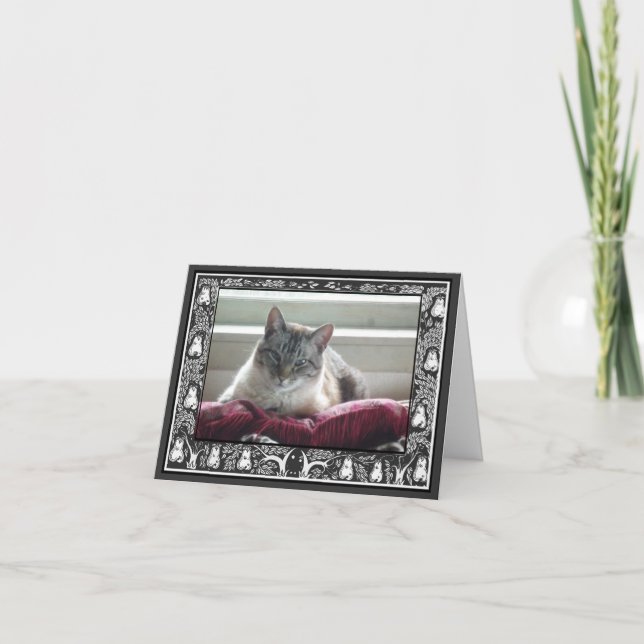 Your Photo Wedding Thank You Black and White Art Card (Front)