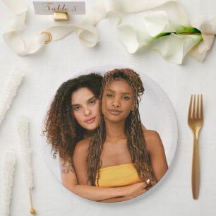 Your Photo Wedding Two Brides LGBTQ Paper Plate