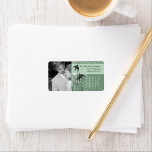 Your Photo Wedding Vintage Birdcage RSVP Damask Label