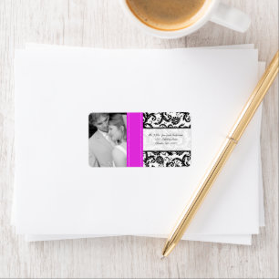 Your Photo Wedding Vintage Hot Pink Damask Label