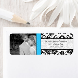 Your Photo Wedding Vintage Lite Bright Aqua Damask
