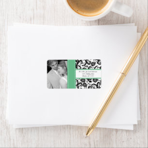 Your Photo Wedding Vintage PeaPod Damask Label
