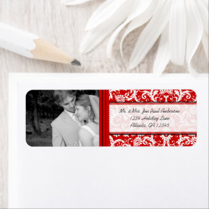 Your Photo Wedding Vintage Red Damask
