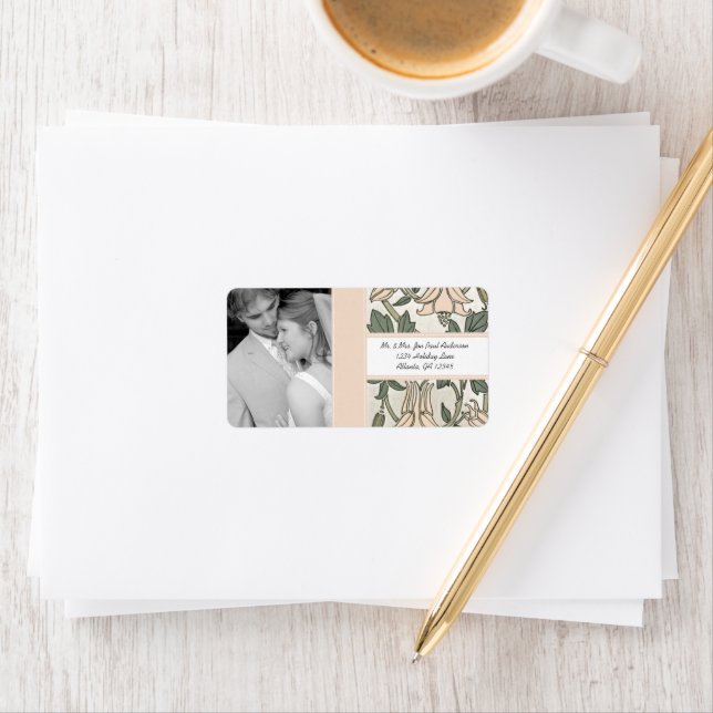 Your Photo Wedding Vintage Silver Peony & Green Label (Insitu)