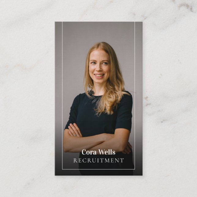 Your photo, white opaque border modern business ca business card (Front)