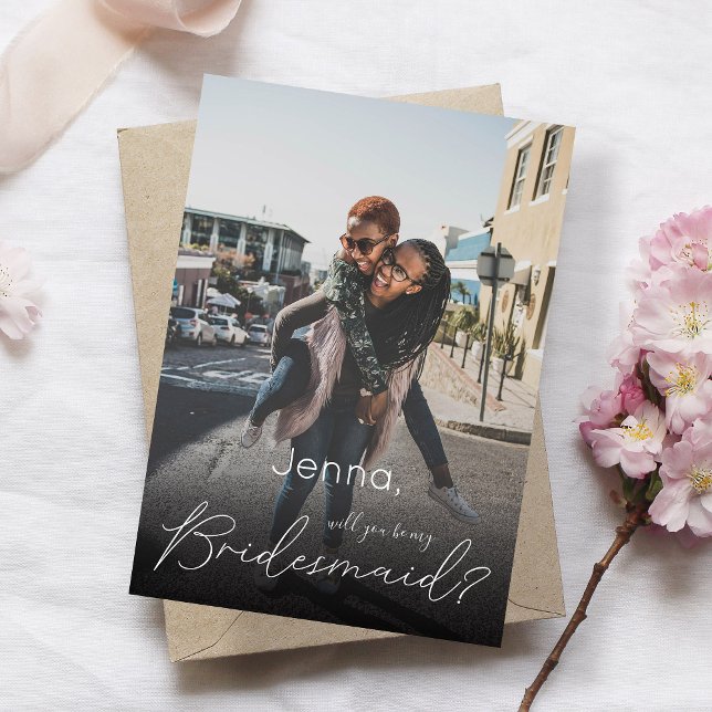 Your Photo Will You Be My Bridesmaid? White Invitation (Creator Uploaded)