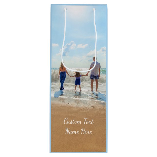 Your Photo Wine Gift Bag with Custom Text Name (Front)