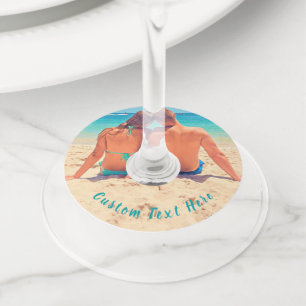 Your Photo Wine Glass Tag with Custom Text