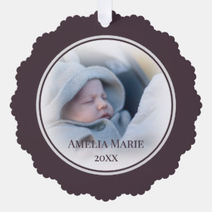 Your Photo with Dusty Plum Accent Christmas Tree Decoration Card