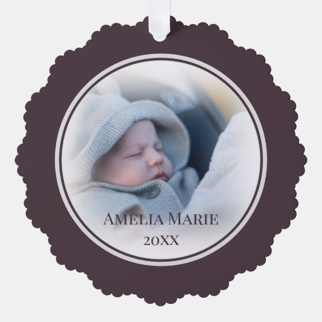 Your Photo with Dusty Plum Accent Christmas Tree Decoration Card (Front)