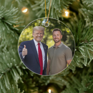 Your Photo with President Donald Trump 2024 Funny Ceramic Tree Decoration