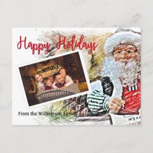 Your Photo With Santa and Nice List Happy Holidays Postcard