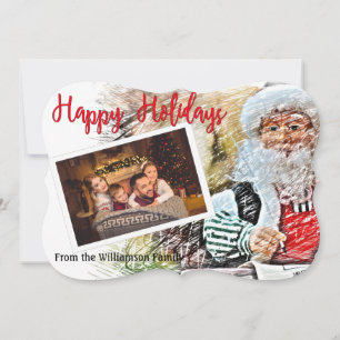 Your Photo With Santa Fancy Cut Happy Holidays Holiday Card