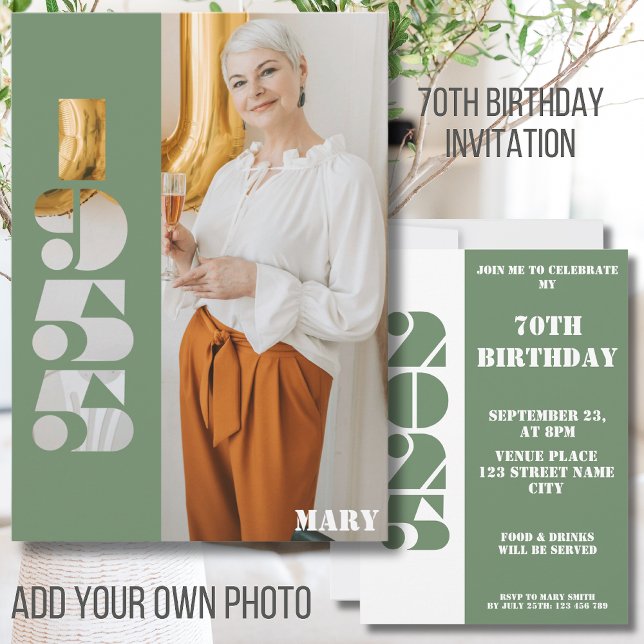 Your photo year 1955 70th birthday Invitation (Creator Uploaded)