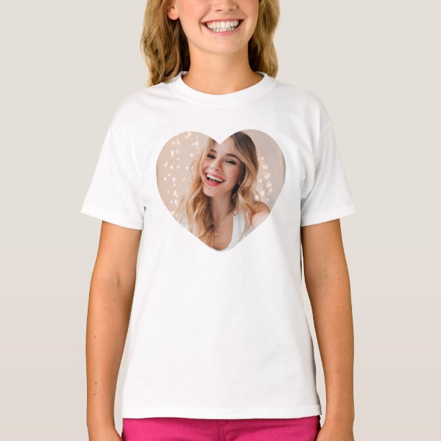 Your photo your face on a personalised heart pink T-Shirt (Front)