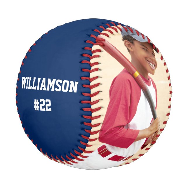 Your Photo, Your Text Blue or Pick Colour Baseball (Angled)