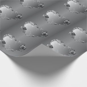 Your PhotoMemorial/Any Anniversary Silvery Hearts  Wrapping Paper