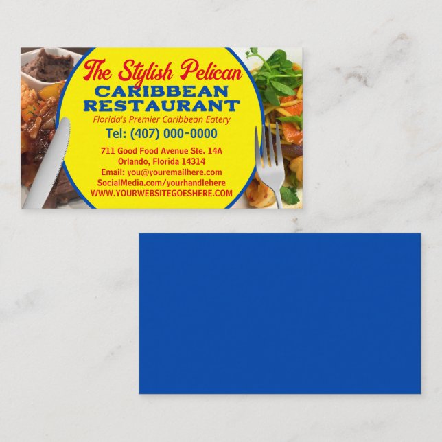 Your Photos Caribbean Restaurant Catering Services Business Card (Front/Back)