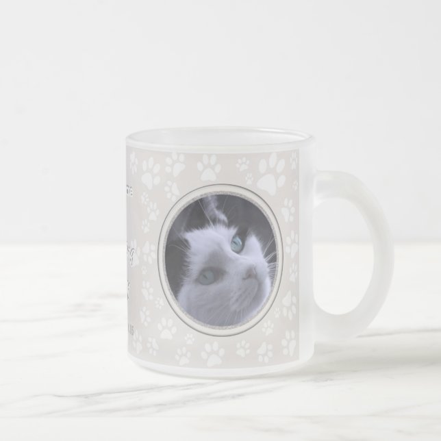 Your Photos Cat Memorial Paw Prints Sand Mug (Right)