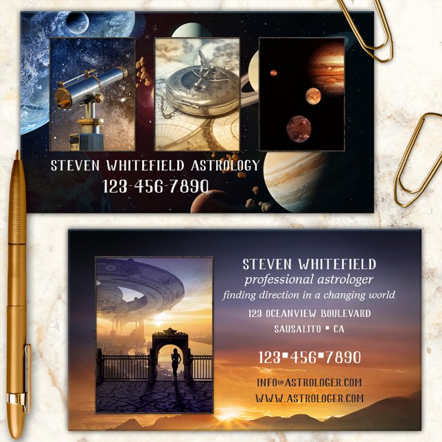 Your Photos Celestial SciFi Astrologer  Business Card (Creator Uploaded)